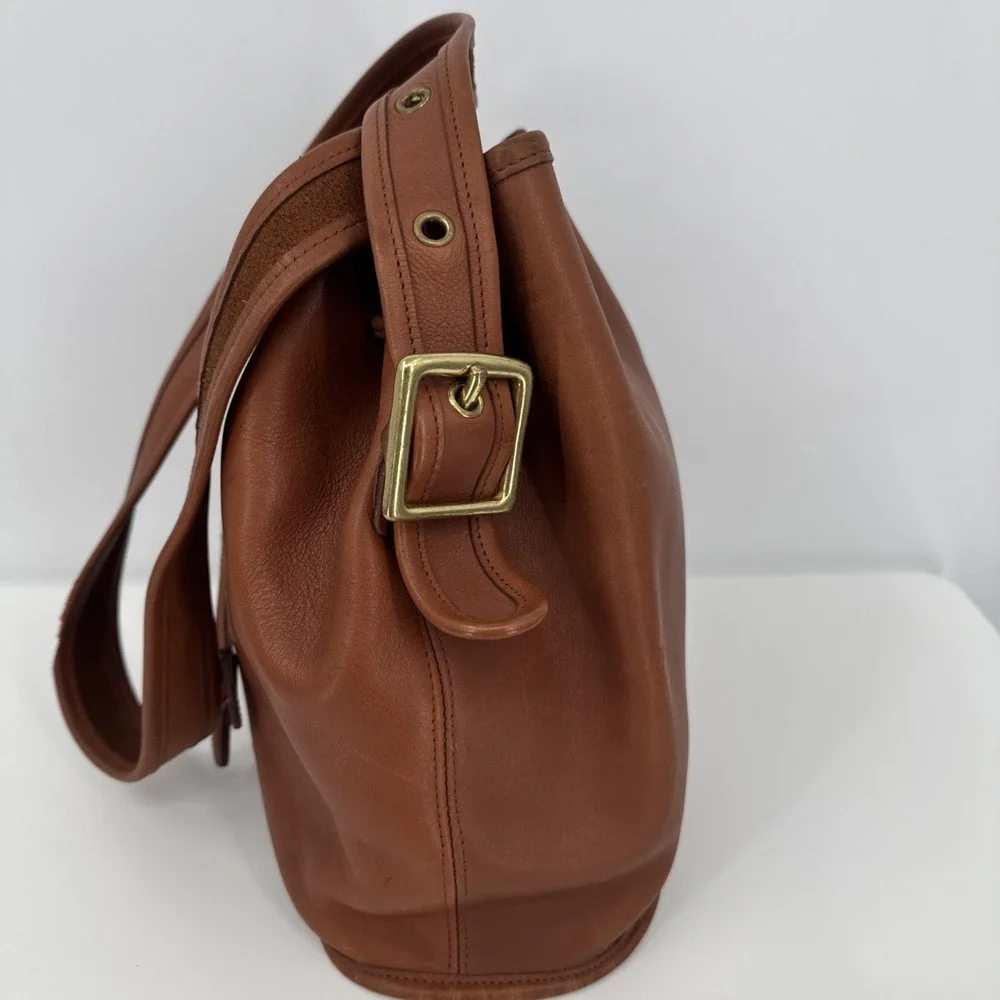 Vintage Coach Brown Leather Drawstring Bucket Bag 9952 Made in USA